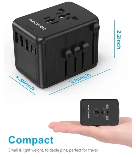 Ładowarka z adapterem EU, UK, US i AUS 35 W AMONER Ładowarka z adapterem EU, UK, US i AUS 35 W AMONER