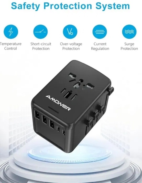 Ładowarka z adapterem EU, UK, US i AUS 35 W AMONER Ładowarka z adapterem EU, UK, US i AUS 35 W AMONER