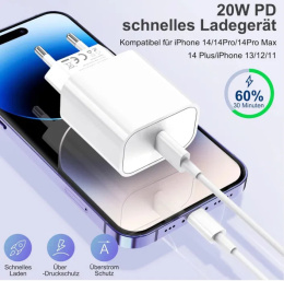 Amoner iPhone 20 W USB C ładowarka z kablem ładującym 1 m