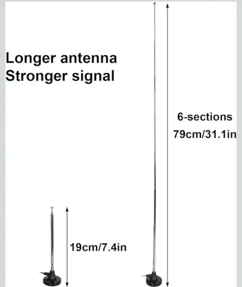Antena Radiowa FM Dab Teleskopowa z Podstawą Magnetyczną Antena Radiowa FM Dab Teleskopowa z Podstawą Magnetyczną