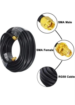 GTIWUNG Adapter męski SMA - SMA żeński, kabel koncentryczny RG58 10 m