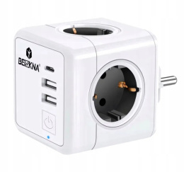 Gniazdko zasilania BEIZKNA z 4 gniazdkami i USB