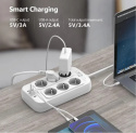 JSVER Listwa Zasilająca 6 Gniazd z 4 Portami USB