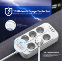 JSVER Listwa Zasilająca 6 Gniazd z 4 Portami USB