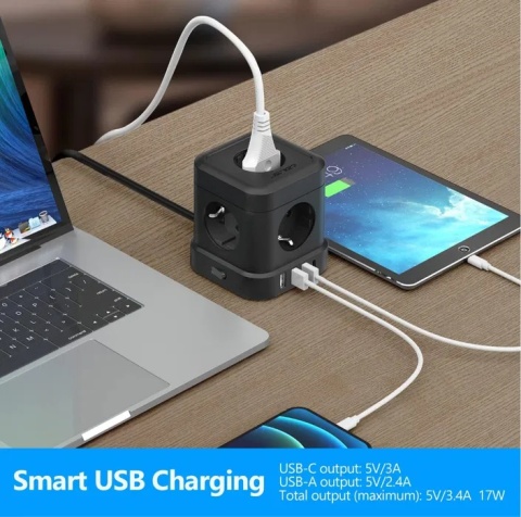 JSVER Listwa Zasilająca USB C Cube z 5 Gniazdami JSVER Listwa Zasilająca USB C Cube z 5 Gniazdami