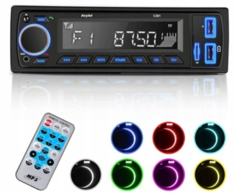 Radio samochodowe AVYLET C301 MP3 Bluetooth 5.0 1 Din Led
