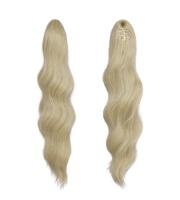 FESHFEN Przedłużenie włosów z klamrą, warkocz 50 cm popielaty blond