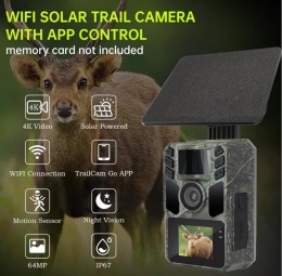 Kamera myśliwska FKPCAM Trail Camera 4K 64 MP z zasilaniem solarnyms