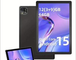 Tablet 10,1-calowy z Androidem 15, etui w zestawie, ekran HD BAKEN