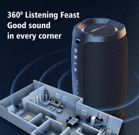 ZEALOT S49 Przenośny głośnik Bluetooth w kolorze czarnym ZEALOT S49 Przenośny głośnik Bluetooth w kolorze czarnym