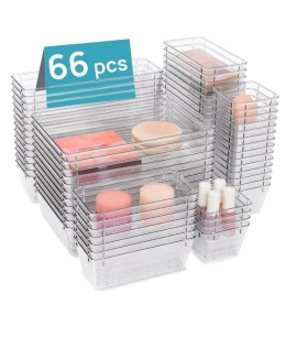 Vtopmart 66 szt organizer z przezroczystego plastiku do szuflad
